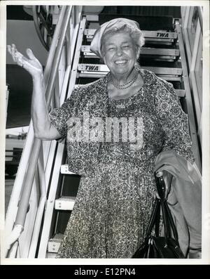 Feb. 24, 2012 - N.Y.International Airport, Sept. 26: the former first lady, Mrs. Eleanor Roosevelt is pictured prior to boarding a TWA Jetliner to Los Angeles where she will address a group. Mrs. Roosevelt, who entertained premier Khruschev at Hyde Park recently, will return on Tuesday. Stock Photo