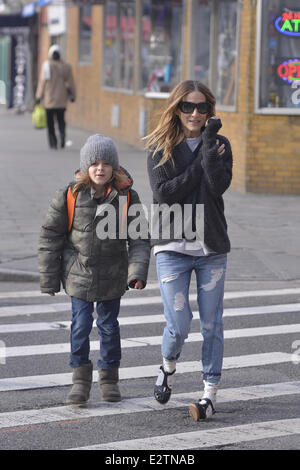 Sarah Jessica Parker heads on a school run with her kids in the West Village  Featuring: Sarah Jessica Parker,James Wilkie Brode Stock Photo