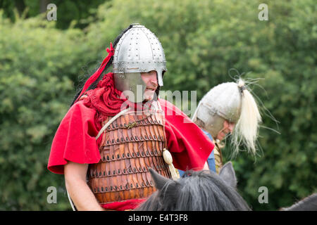 Roman re-enactment group Romanhorum recreate what it was like as a horseback soldier in Roman times. Stock Photo