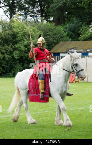 Roman re-enactment group Romanhorum recreate what it was like as a horseback soldier in Roman times. Stock Photo