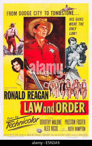 LAW AND ORDER, center: Ronald Reagan on poster art, 1953. Stock Photo