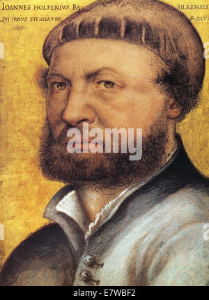 HANS HOLBEIN THE YOUNGER c 1497-1543) self portrait of the German artist Stock Photo