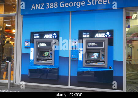 ANZ, australia and new zealand bank group cashpoint machines in george street,sydney Stock Photo