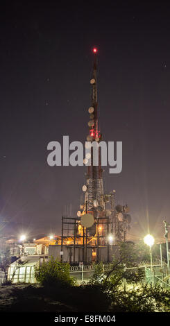 USA, California, Los Angeles, Radio Tower on top of Hollywood Hill Stock Photo