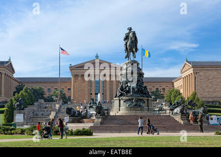 The Washington Monument, sculpted by Rudolf Siemering, in Eakins Oval, at the Philadelphia Museum of Art Stock Photo