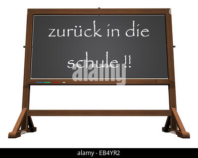 School blackboard german back to school isolated in white background - 3D render Stock Photo