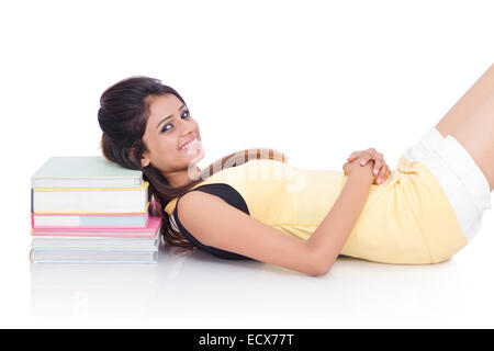 1 indian lady College Student  Resting Stock Photo