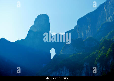 Heaven's Gate, Tianmen Cave, the world's largest natural water eroded cave, Tianmen National Park, Hunan Province, China Stock Photo