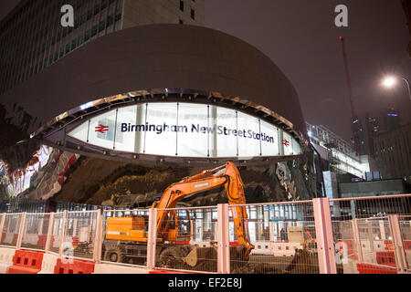 The entrance to New Street Railway Station, Birmingham, under construction in January 2015. Stock Photo