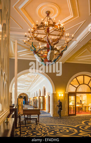 Lobby, Fairmont Chateau Lake Louise, Lake Louise, Banff National Park, Alberta, Canada Stock Photo