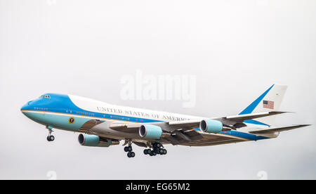 Air Force One with President Obama landing at airport in Boise Idaho, USA Stock Photo