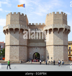 Ancient towers (Torres de Serranos) in Valencia, Spain Stock Photo