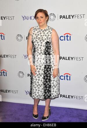 Los Angeles, CA, USA. 8th Mar, 2015. Lena Dunham at arrivals for 32nd Annual PALEYFEST Honors HBO's GIRLS, The Dolby Theatre at Hollywood and Highland Center, Los Angeles, CA March 8, 2015. Credit:  Dee Cercone/Everett Collection/Alamy Live News Stock Photo