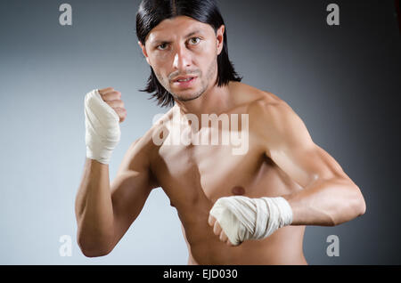 Ripped martial arts expert at training Stock Photo