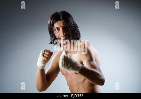 Ripped martial arts expert at training Stock Photo