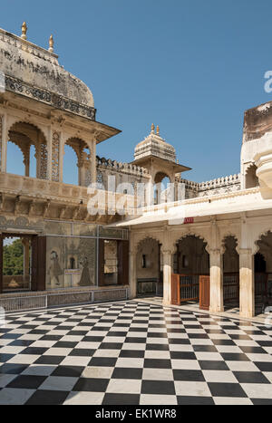 Badi Charur Chowk Courtyard, City Palace, Udaipur, Rajasthan, India Stock Photo