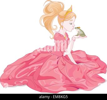 Princess Kissing Frog Stock Vector