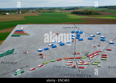 Map of the battlefield at waterloo on top of Lion Hill overlooking the battlefield in Belgium Stock Photo