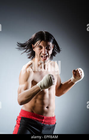 Ripped martial arts expert at training Stock Photo