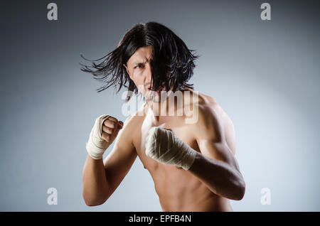 Ripped martial arts expert at training Stock Photo