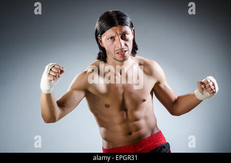 Ripped martial arts expert at training Stock Photo