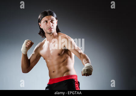 Ripped martial arts expert at training Stock Photo