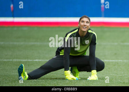 May 30, 2015: USA Women's National Team goalkeeper Hope Solo (1) stretches prior to the United States Womens vs. Korea Republic- International Friendly at Redbull Arena in Harrison, NJ. The US Women's National Team played The Korea Republic to a 0-0 draw. (Mandatory Credit: Kostas Lymperopoulos/Cal Sport Media Stock Photo