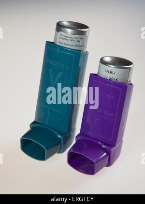 Asthma medication, inhalers. Seretide and Ventolin Stock Photo - Alamy