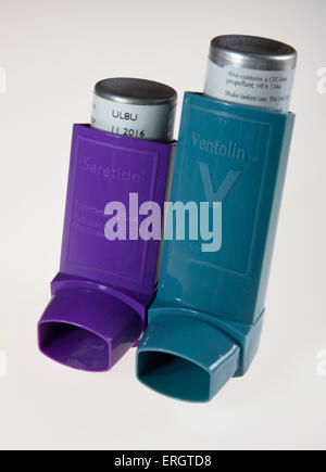 Asthma medication, inhalers. Seretide and Ventolin Stock Photo - Alamy