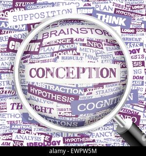 CONCEPTION. Background concept wordcloud illustration. Print concept word cloud. Graphic collage. Stock Vector