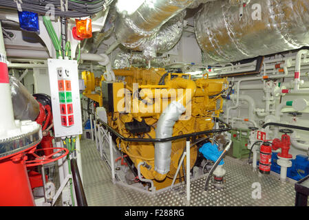 Ships valves, main engine - engineering interior Stock Photo