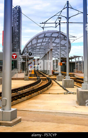 Target Field streetcar Station in downtown Minneapolis MN Stock Photo