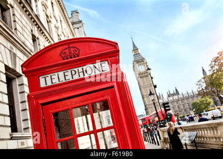 London telephone booth and big ben Stock Photo