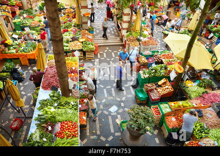 Mercado dos lavradores, fresh fruit and vegetables in the Funchal market, Madeira island, Portugal Stock Photo