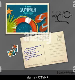 Old Postcard Design, Template Stock Vector