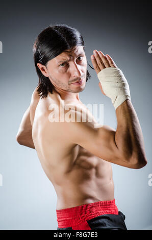 Ripped martial arts expert at training Stock Photo