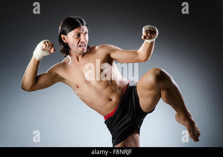 Ripped martial arts expert at training Stock Photo