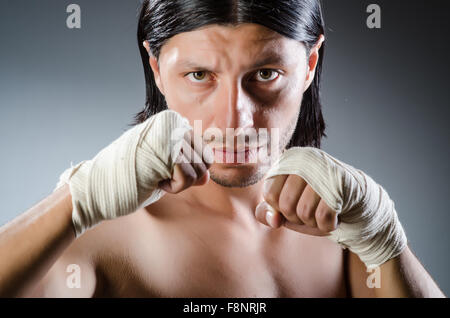 Ripped martial arts expert at training Stock Photo