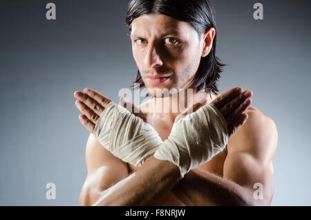 Ripped martial arts expert at training Stock Photo