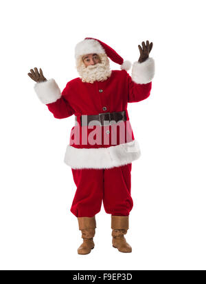 Santa Claus confused Portrait Isolated on White Background Stock Photo