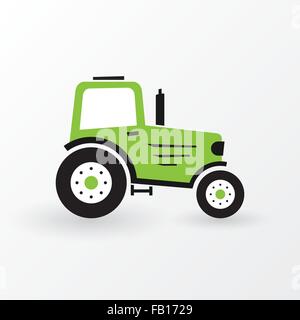 simple green farm tractor Stock Vector