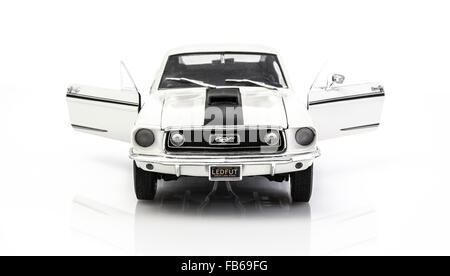 White Ford Mustang GT Fastback on a White Background Stock Photo