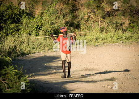 Old man from Konso tribe, Omo Region, Ethiopia. Stock Photo