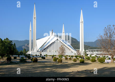 The Faisal Mosque is the largest mosque in Pakistan, located in the national capital city of Islamabad. Stock Photo