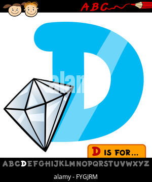 letter d with diamond cartoon illustration Stock Photo