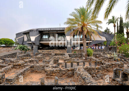 Sinking foundation, Church over the House of Peter, octagon, Capernaum at the Sea of Galilee, Israel / Kfar Nahum, Nahum's village Stock Photo