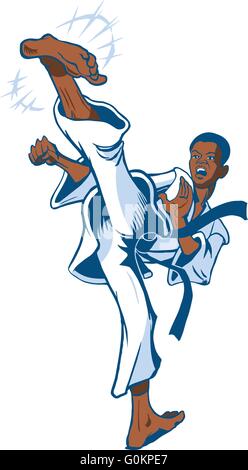 Tae Kwon Do fighter. Vector cartoon illustration of a taekwondo fighter ...