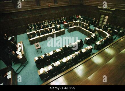 Northern Ireland Assembly members take their seats in the debating chamber at Parliament Buildings at Stormont outside Belfast September 14. Today is the opening session of the newly formed assembly. Stock Photo