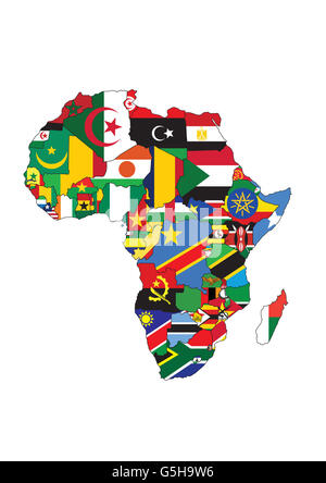 African map with flags. Stock Photo