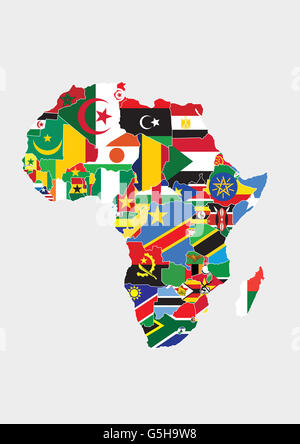 African map with flags. Stock Photo